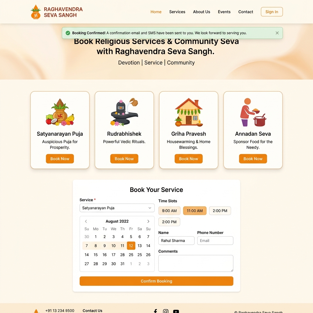 Raghavendra Swami Mutt Booking System